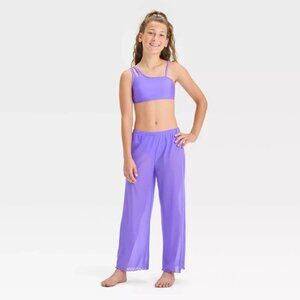 NWT Art class Girls' Size Large Purple Solid Solid 3 Piece Swimwear Suit UPF 50+